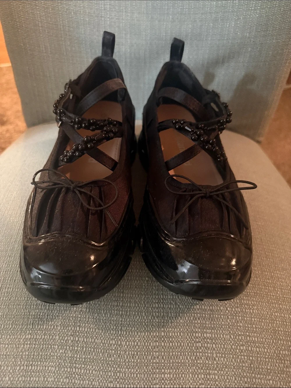Women’s Black Beaded Mary Jane Loafer Flats Double Standard